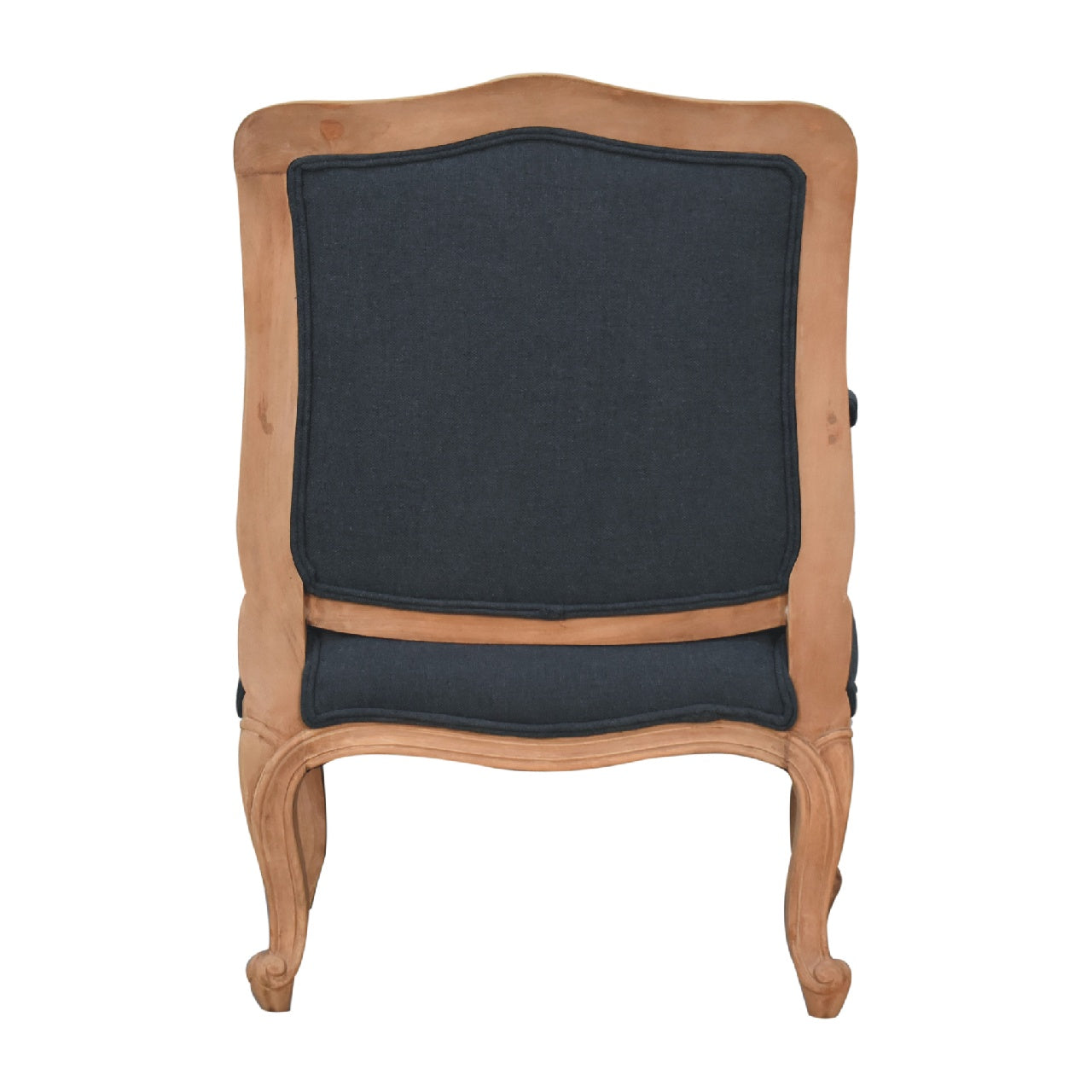 Navy Blue Linen French Style Bedroom Chair - CasaFenix