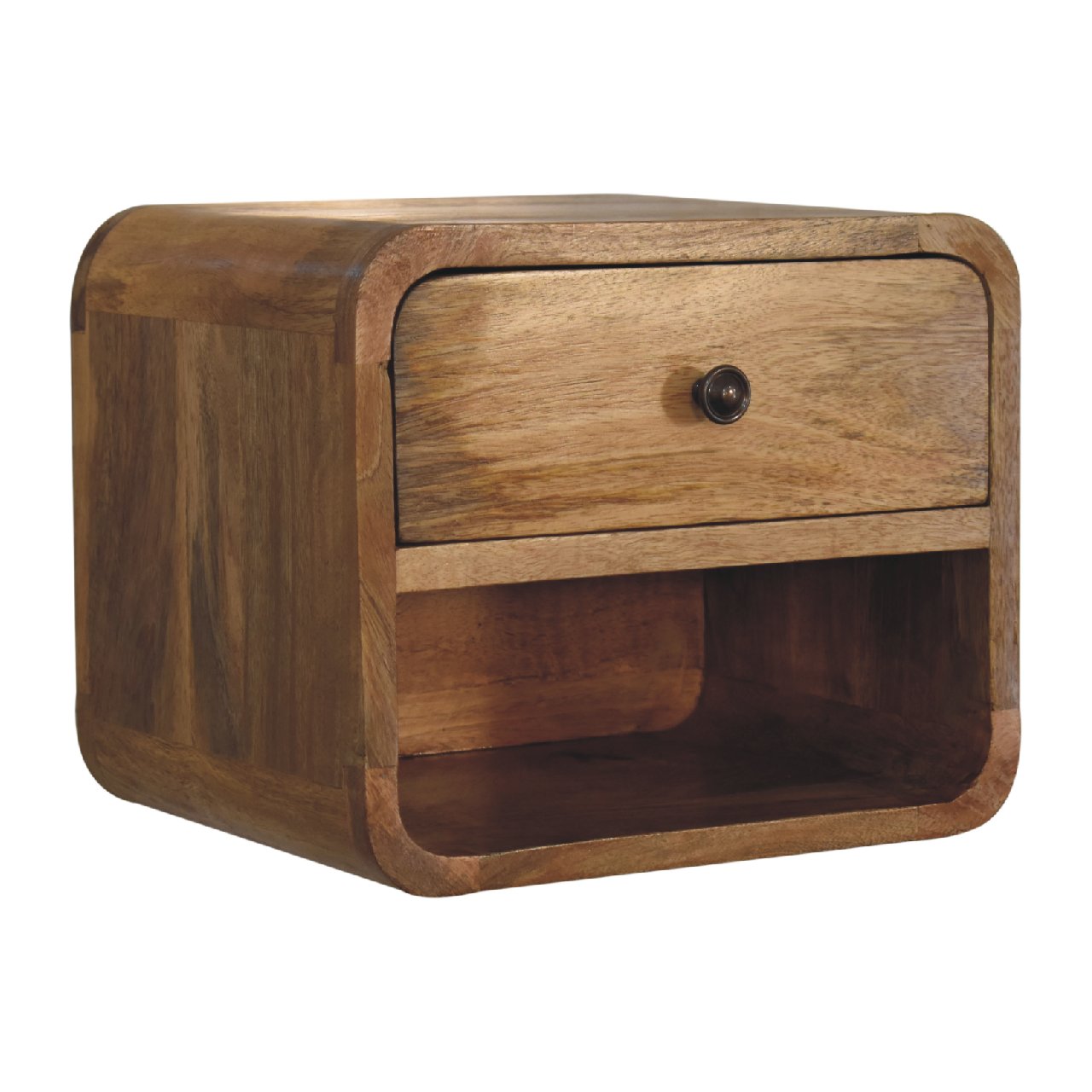 Mini Oak-ish Wall Mounted Bedside with Open Slot - CasaFenix