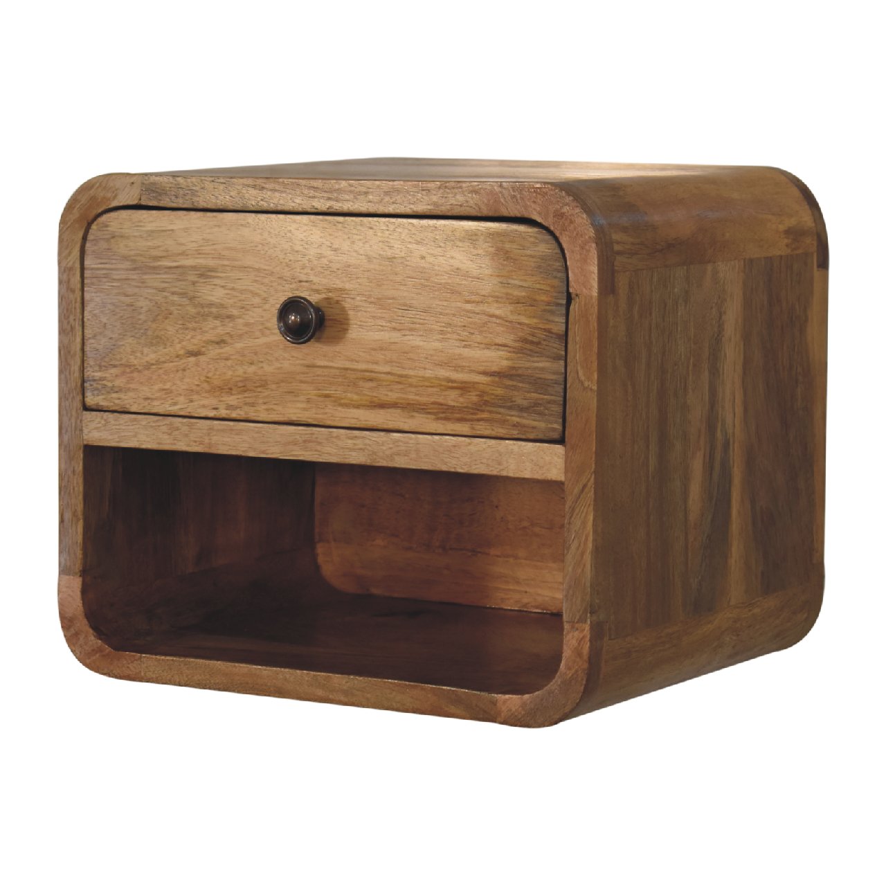 Mini Oak-ish Wall Mounted Bedside with Open Slot - CasaFenix