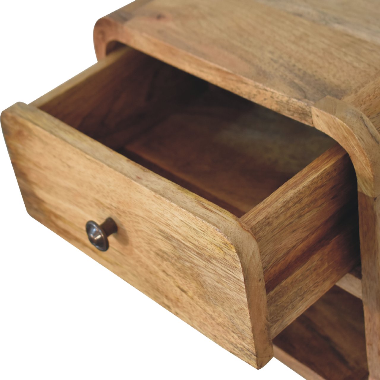 Mini Oak-ish Wall Mounted Bedside with Open Slot - CasaFenix