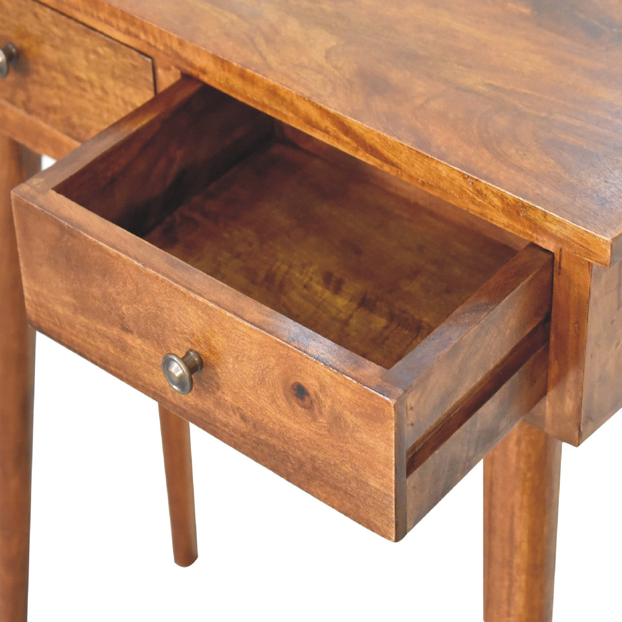 Mini Chestnut Hallway 2 Drawer Small Console Table - CasaFenix