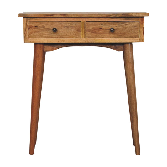 Mini Oak-ish Hallway Console Table 2 Drawer Nordic Design - CasaFenix