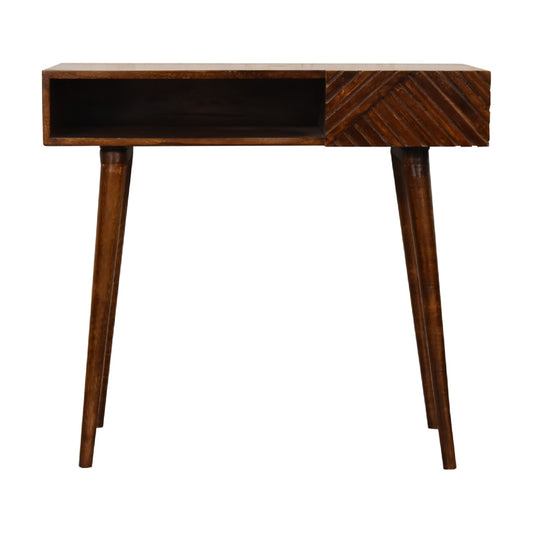 Lille Chestnut Writing Desk 1 Drawer Solid Mango Wood - CasaFenix