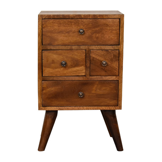 Chestnut Nordic Style 4 Drawer Multi Bedside - CasaFenix