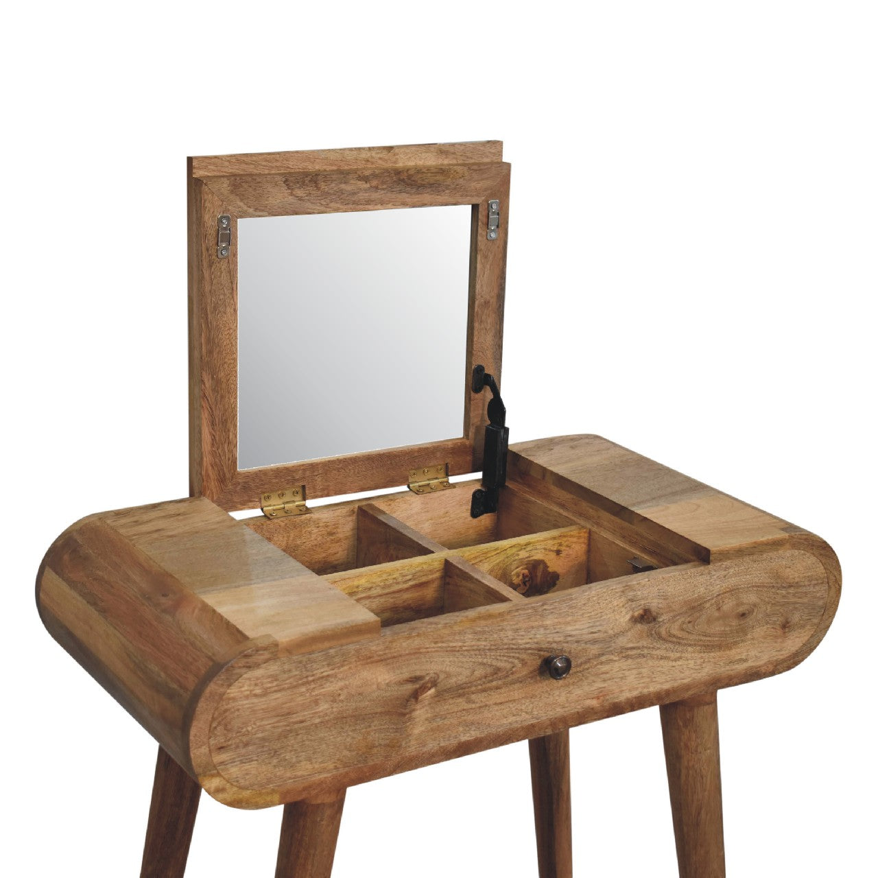 Mini Oak-ish Dressing Table with Foldable Mirror - CasaFenix