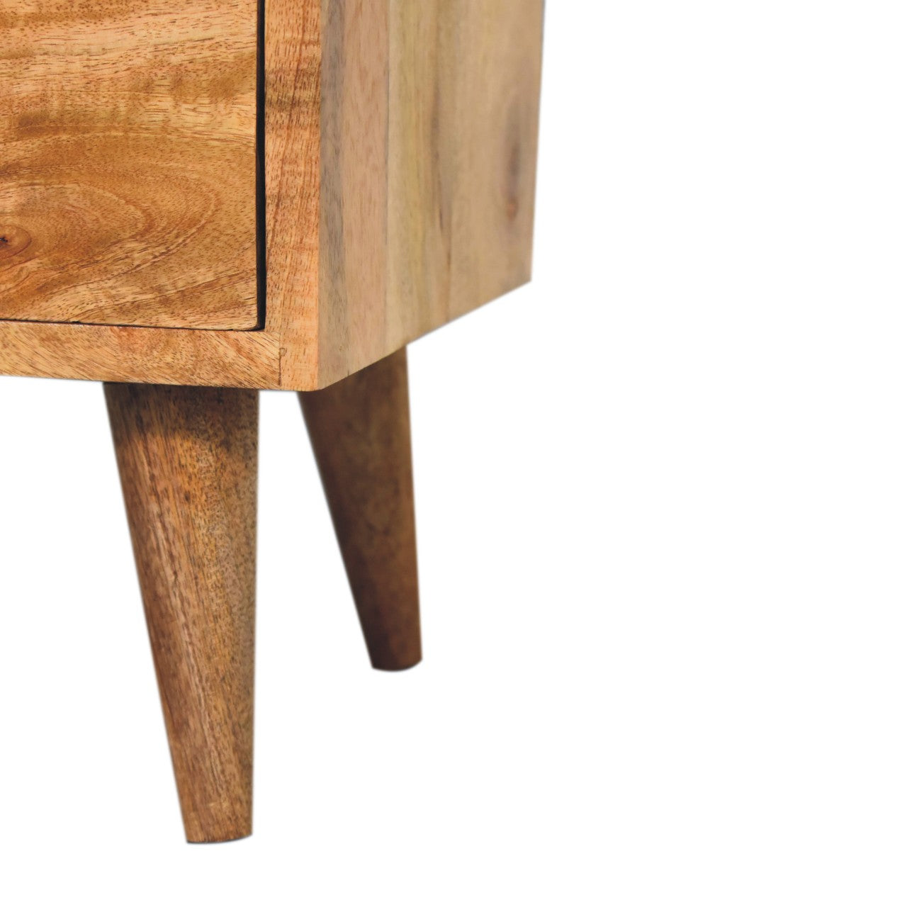 Mini Classic Oak-ish 2 Drawer Bedside Table with Open Slot - CasaFenix