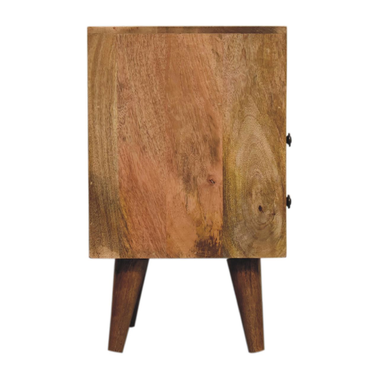 Mini Classic Oak-ish 2 Drawer Bedside Table with Open Slot - CasaFenix