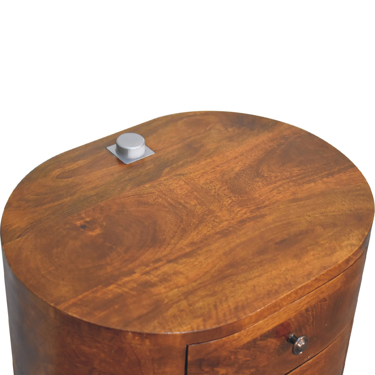 Chestnut Rounded Bedside Table with Reading Light - CasaFenix