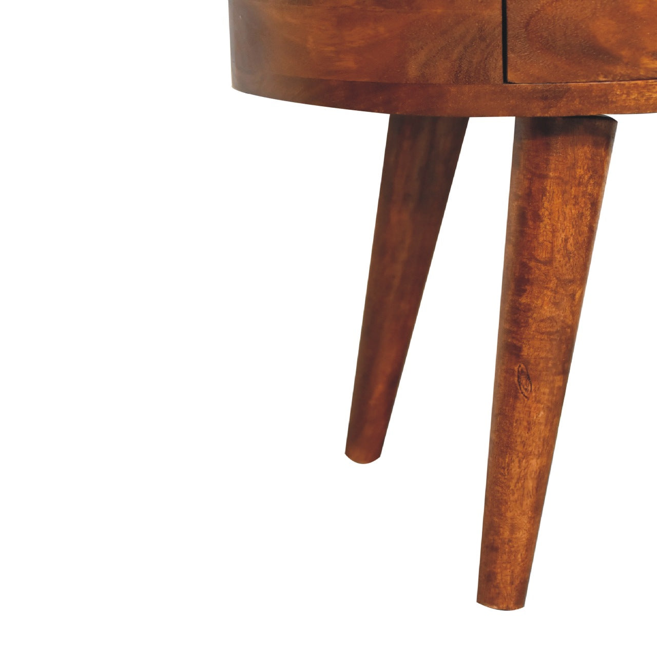 Chestnut Rounded Bedside Table with Reading Light - CasaFenix