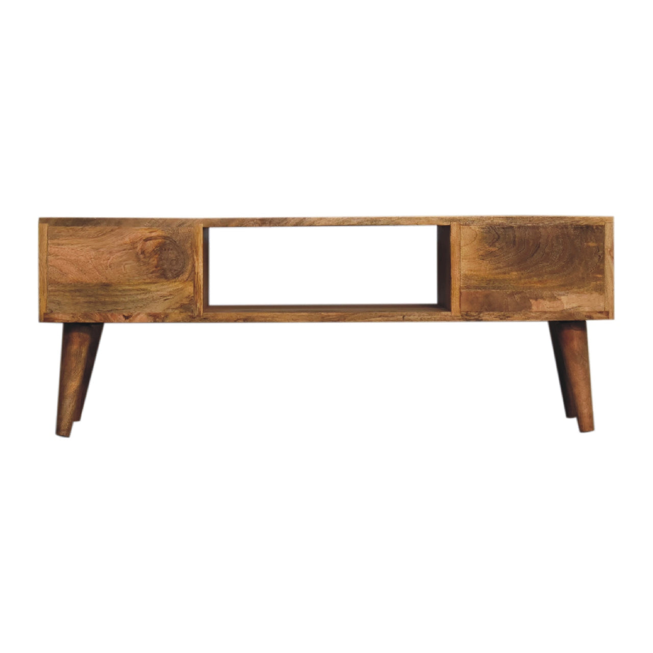 Classic Oak-ish 2 Drawer Coffee Table Solid Mango Wood - CasaFenix