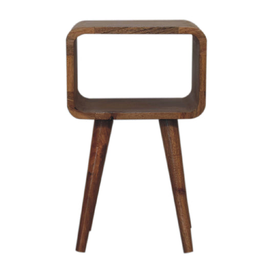 Mini Curved Open Bedside Oak-ish FInish - CasaFenix