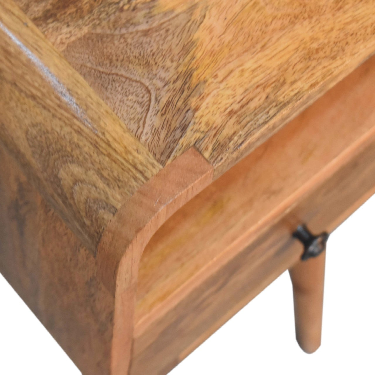 Mini Oak-ish Curved Bedside with Open Slot - CasaFenix