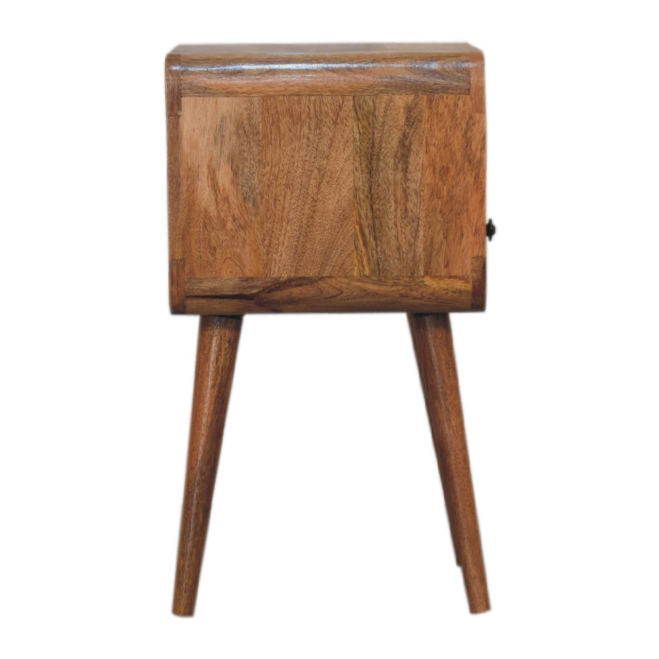 Mini Oak-ish Curved Bedside with Open Slot - CasaFenix