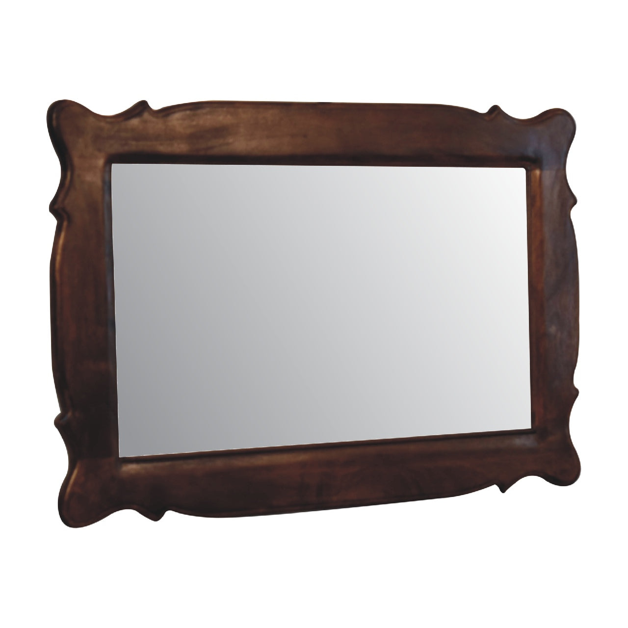 IN3317 - Chestnut Wooden Hand Carved Oblong Frame with Mirror - CasaFenix