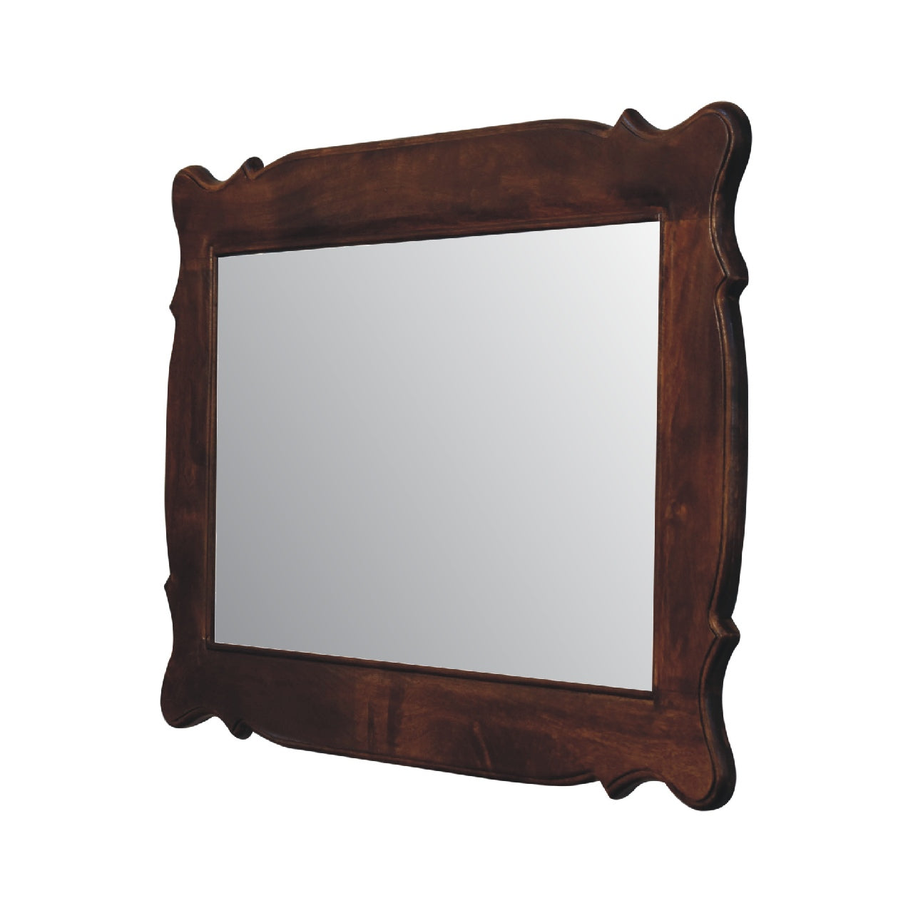 IN3317 - Chestnut Wooden Hand Carved Oblong Frame with Mirror - CasaFenix