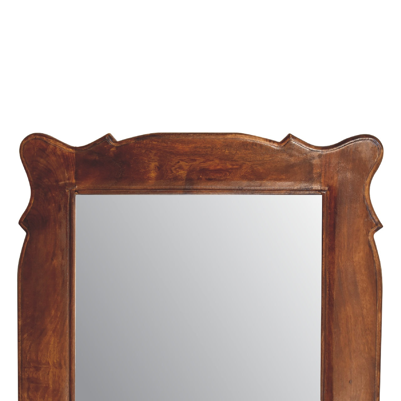 IN3317 - Chestnut Wooden Hand Carved Oblong Frame with Mirror - CasaFenix