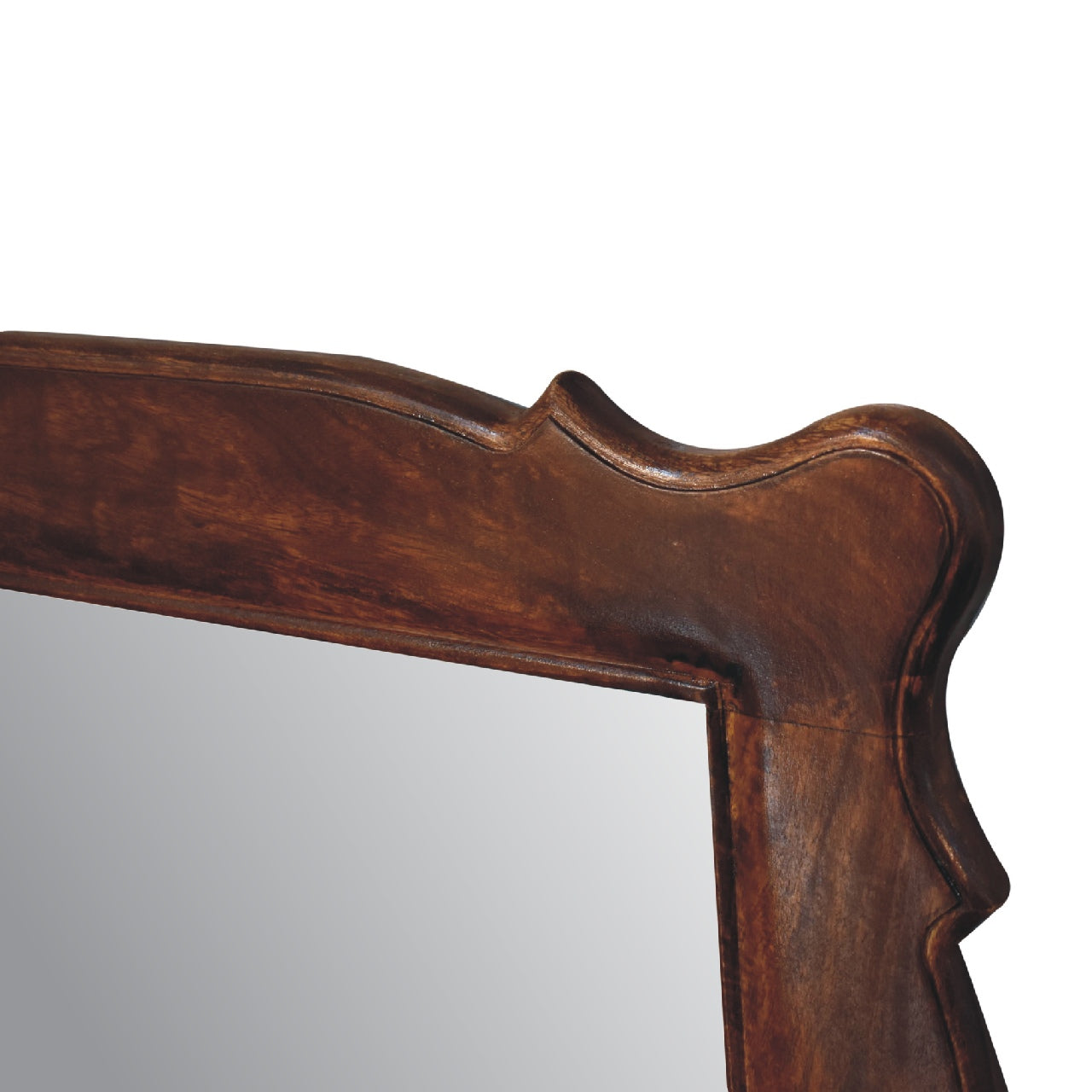 IN3317 - Chestnut Wooden Hand Carved Oblong Frame with Mirror - CasaFenix