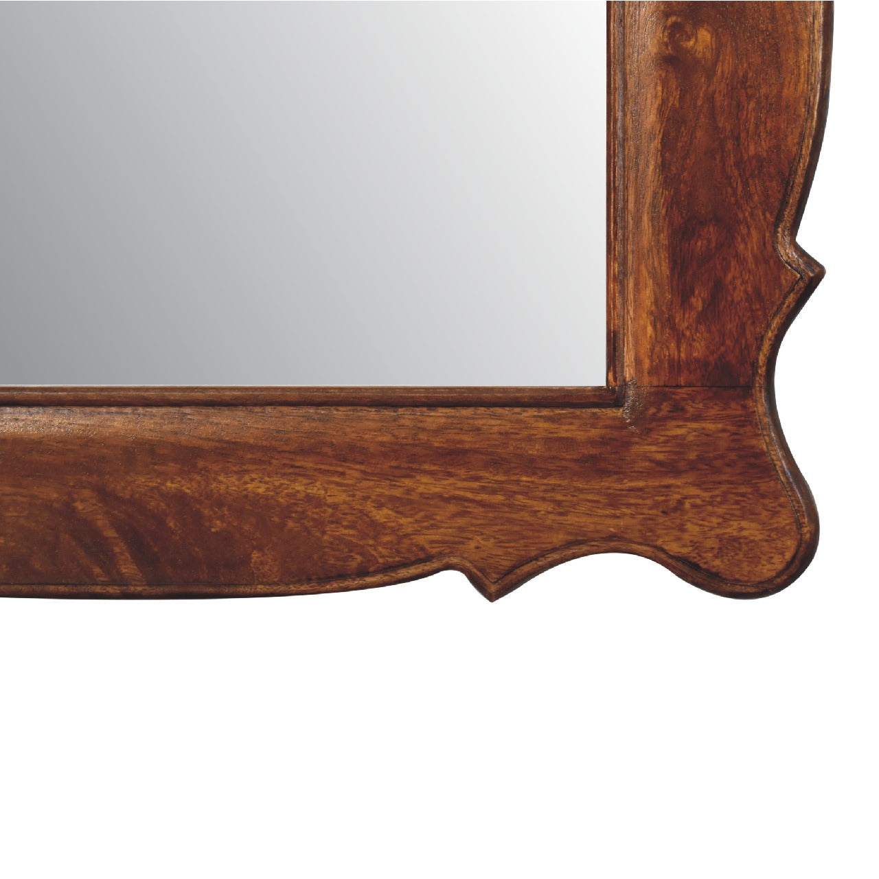 IN3317 - Chestnut Wooden Hand Carved Oblong Frame with Mirror - CasaFenix