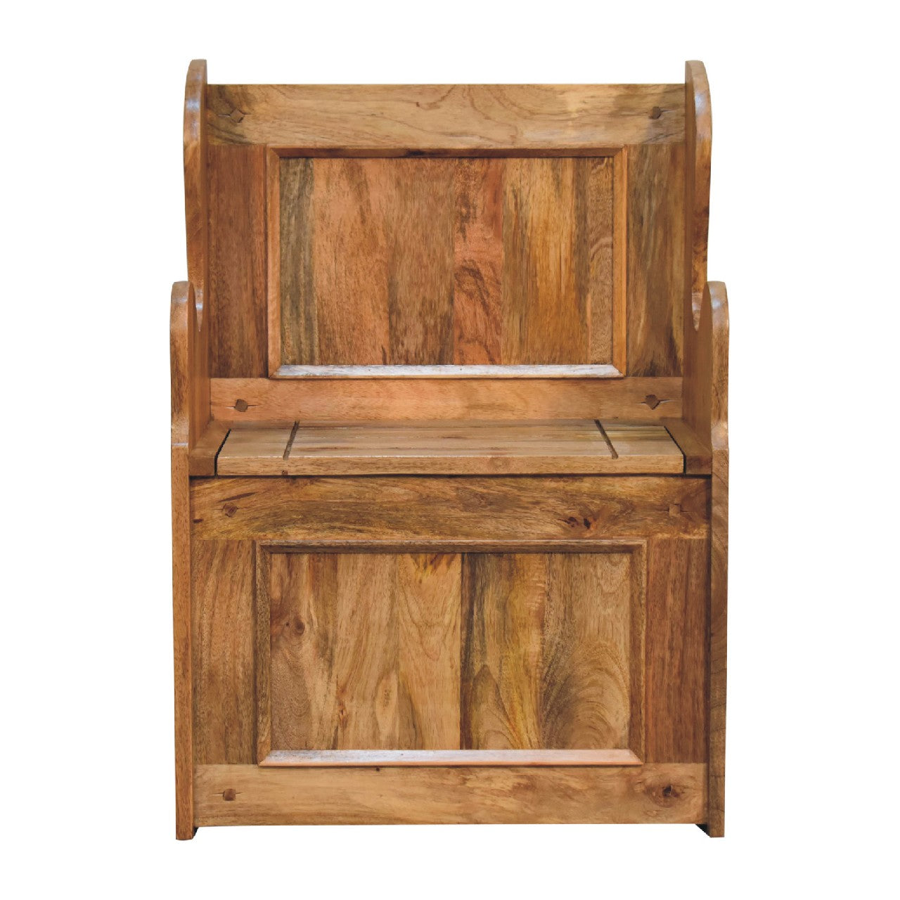 Mini Monks Storage Bench Oak-ish Finished Solid Mango Wood - CasaFenix