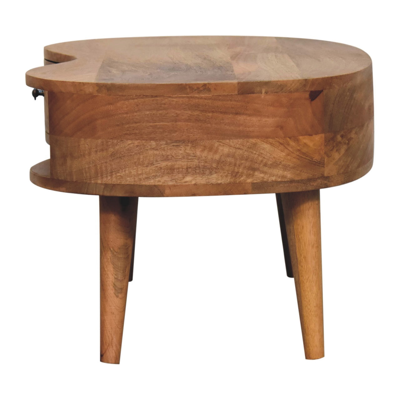 Oak-ish Wave Coffee Table Kidney Shaped 1 Drawer Oak-Ish Finish - CasaFenix