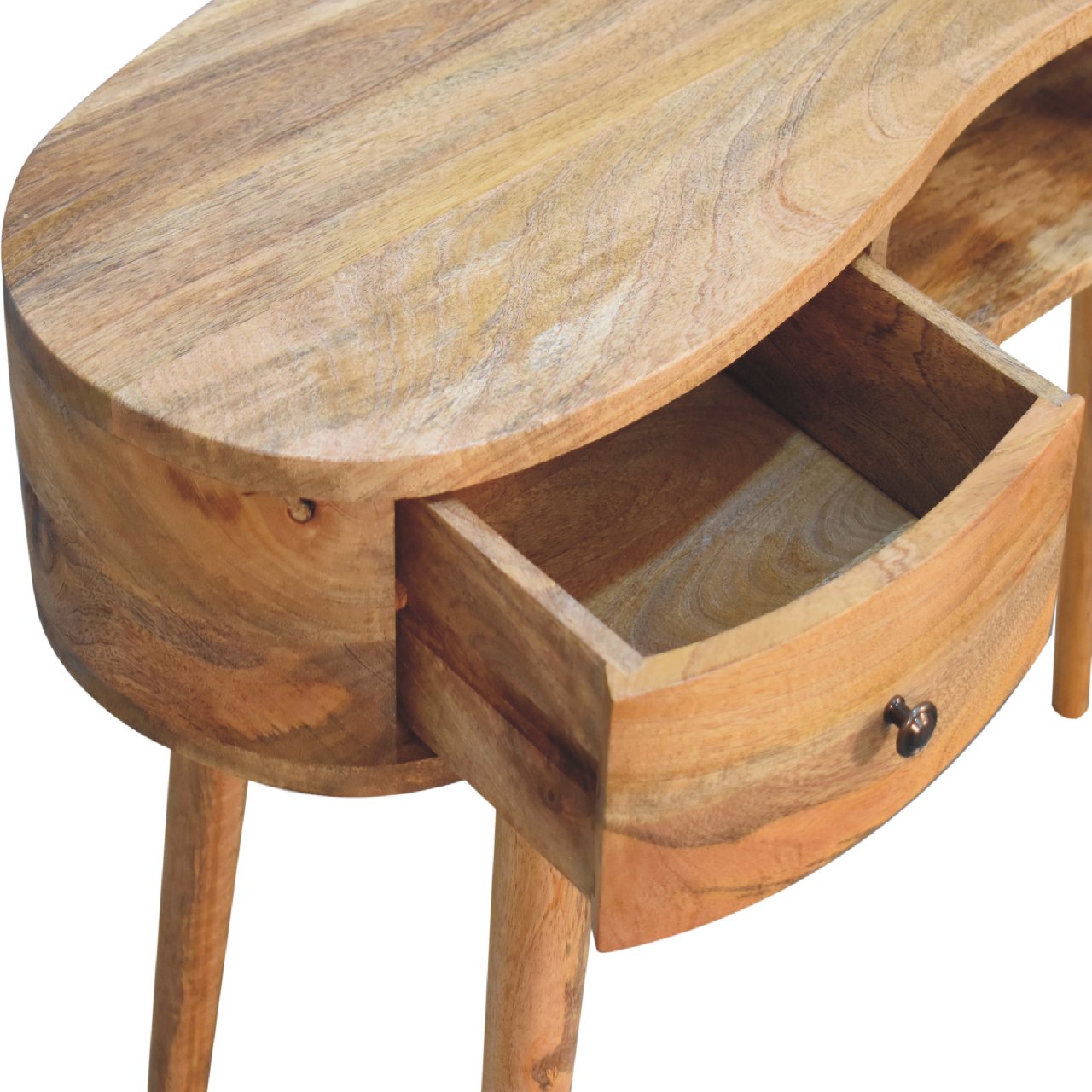 Oak-ish Wave Writing Desk with 2 Drawers - CasaFenix