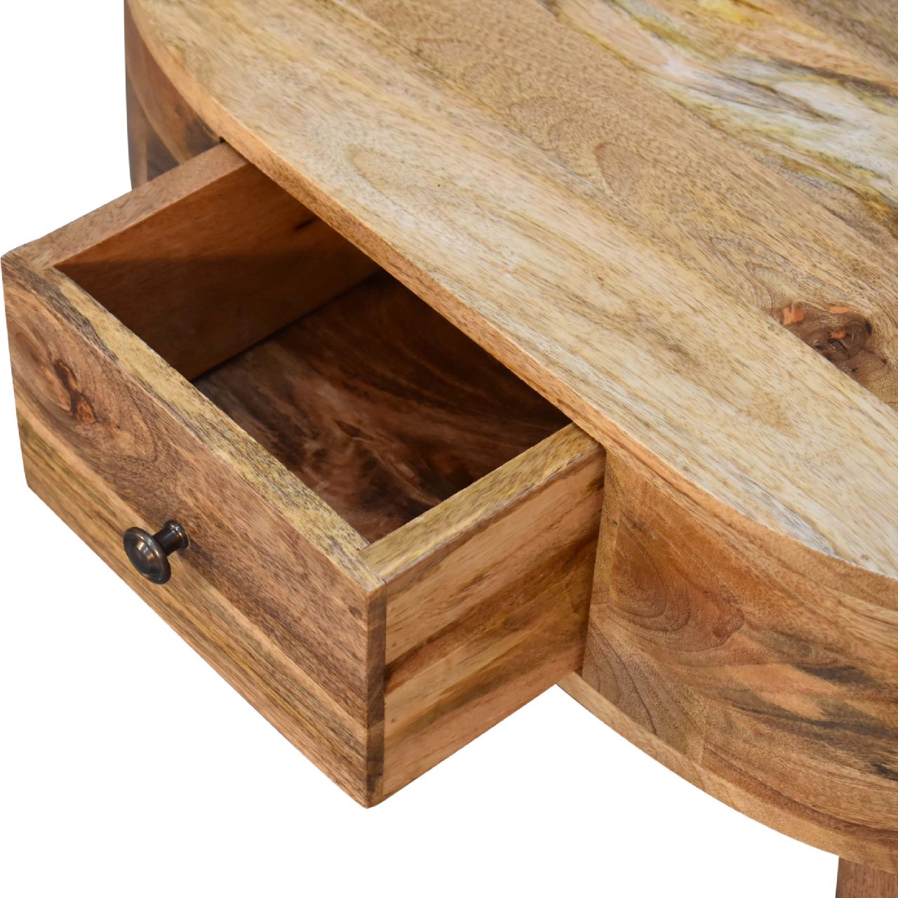 Mini Oak-ish Rounded Small Coffee Table - CasaFenix