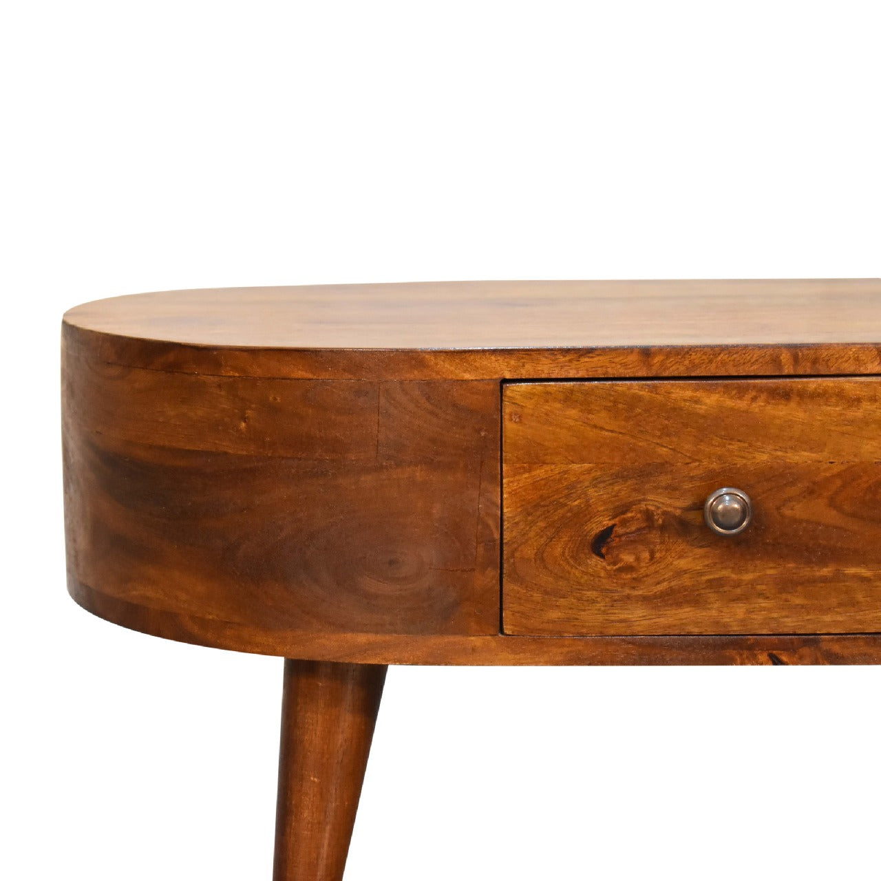 Mini Chestnut Rounded 2 Drawer Coffee Table - CasaFenix