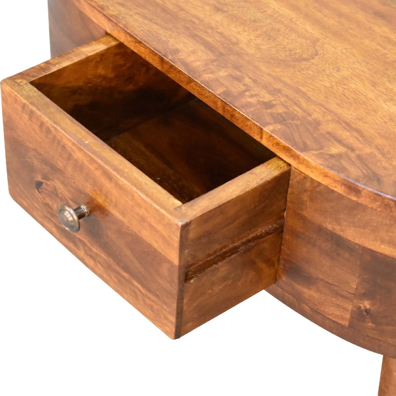 Mini Chestnut Rounded 2 Drawer Coffee Table - CasaFenix