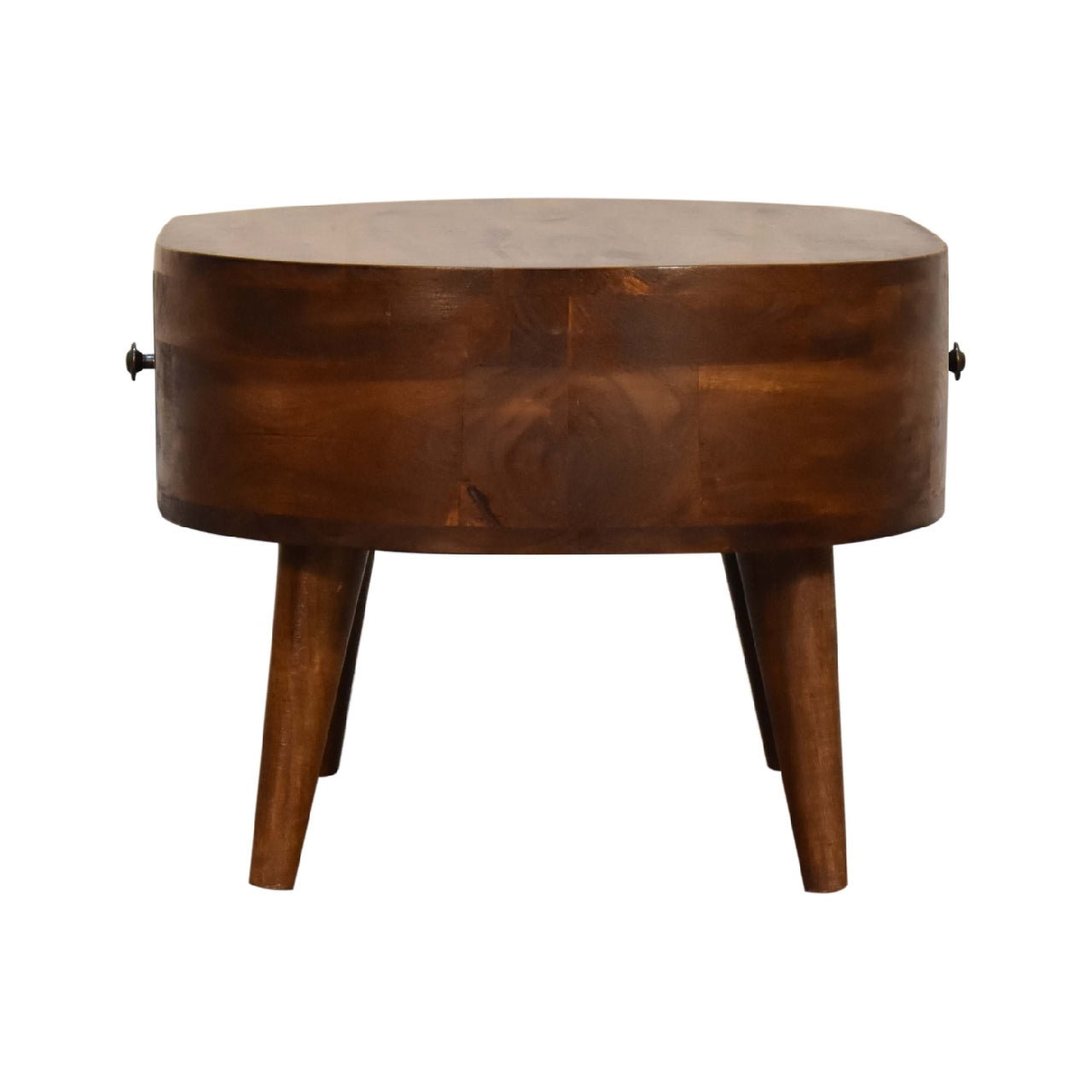 Mini Chestnut Rounded 2 Drawer Coffee Table - CasaFenix