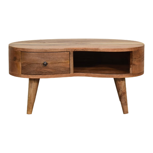 Mini Oak-ish Wave 1 Drawer Coffee Table - CasaFenix