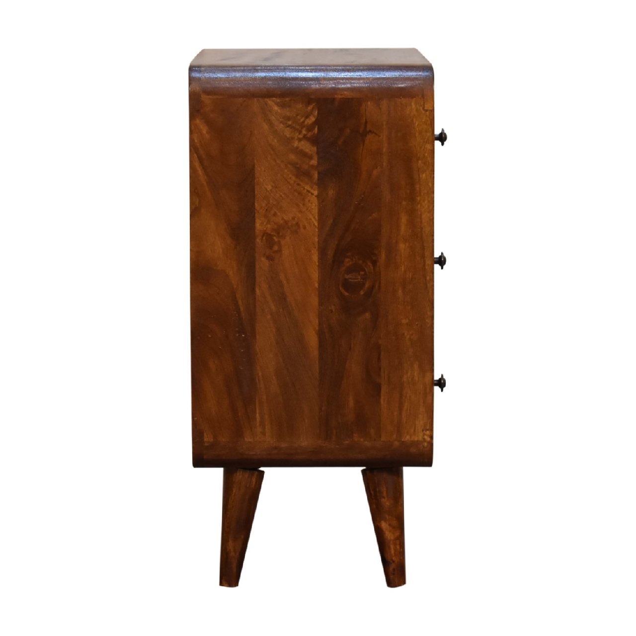 Mini Curved Chestnut 3 Drawer Chest Nordic Design - CasaFenix