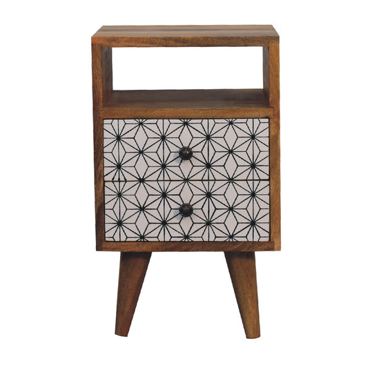 Mini Prima Bedside Table with Open Slot 2 Drawer Chest - CasaFenix