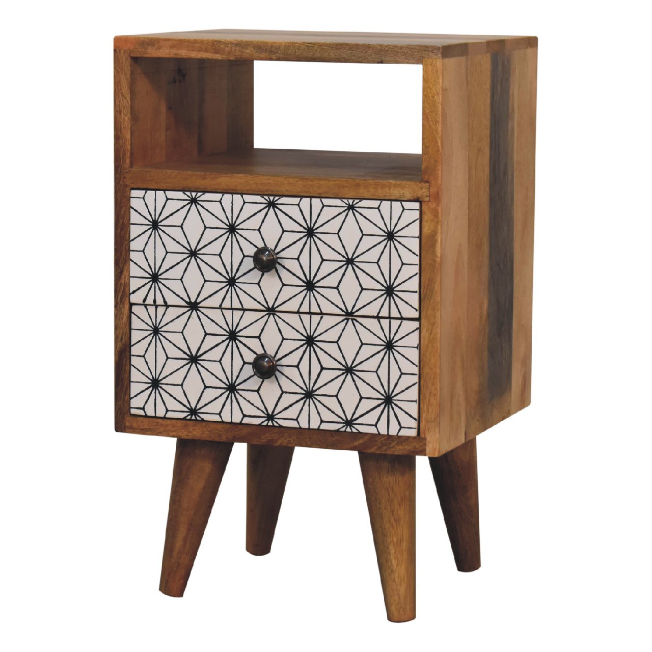 Mini Prima Bedside Table with Open Slot 2 Drawer Chest - CasaFenix