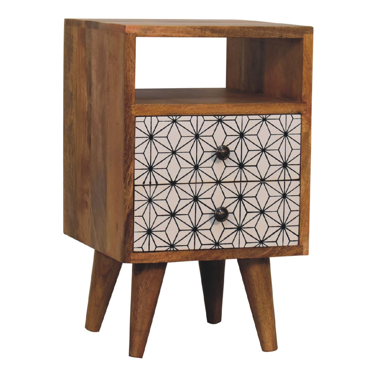 Mini Prima Bedside Table with Open Slot 2 Drawer Chest - CasaFenix