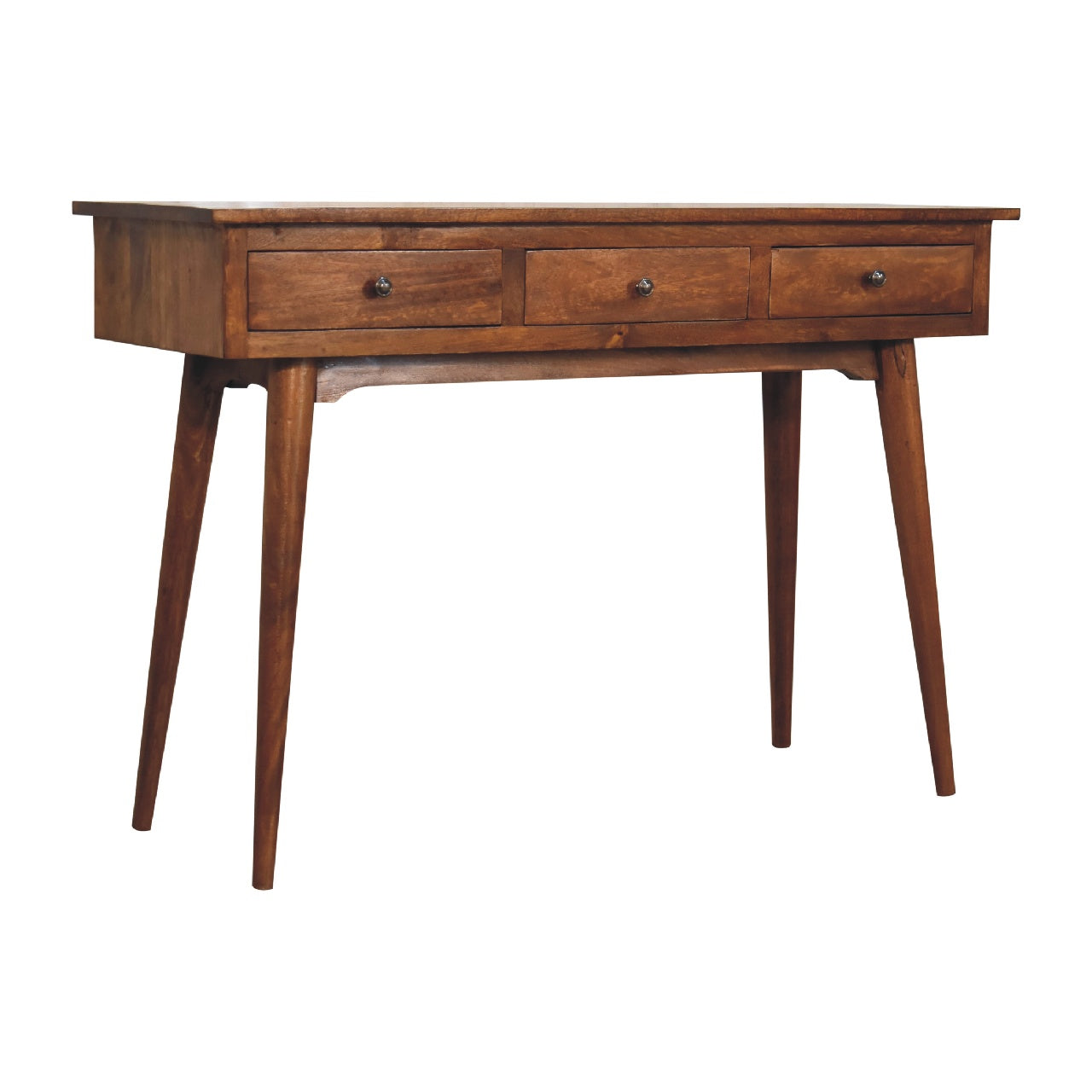 Large Chestnut Finished 3 Drawer Hallway Console Table - CasaFenix