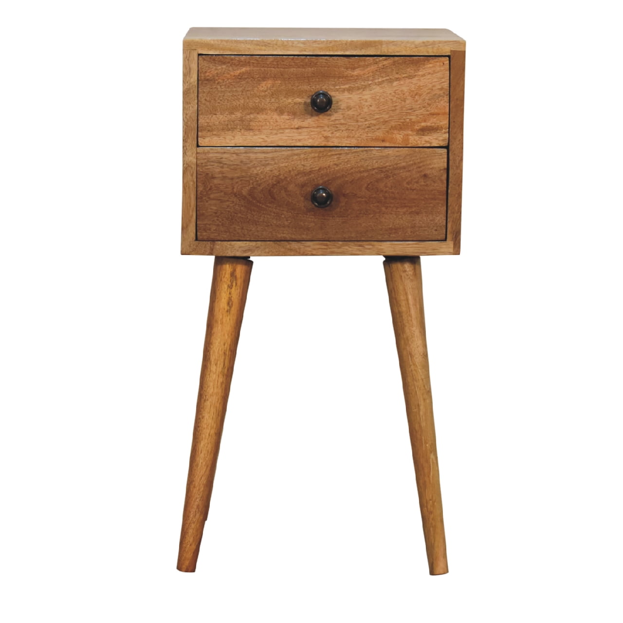 Mini 2 Drawer Oak-ish Bedside Table 2 Drawer Chest - CasaFenix