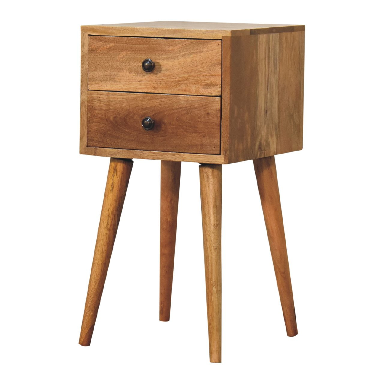 Mini 2 Drawer Oak-ish Bedside Table 2 Drawer Chest - CasaFenix