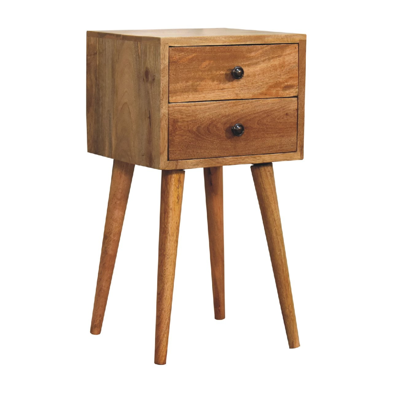 Mini 2 Drawer Oak-ish Bedside Table 2 Drawer Chest - CasaFenix