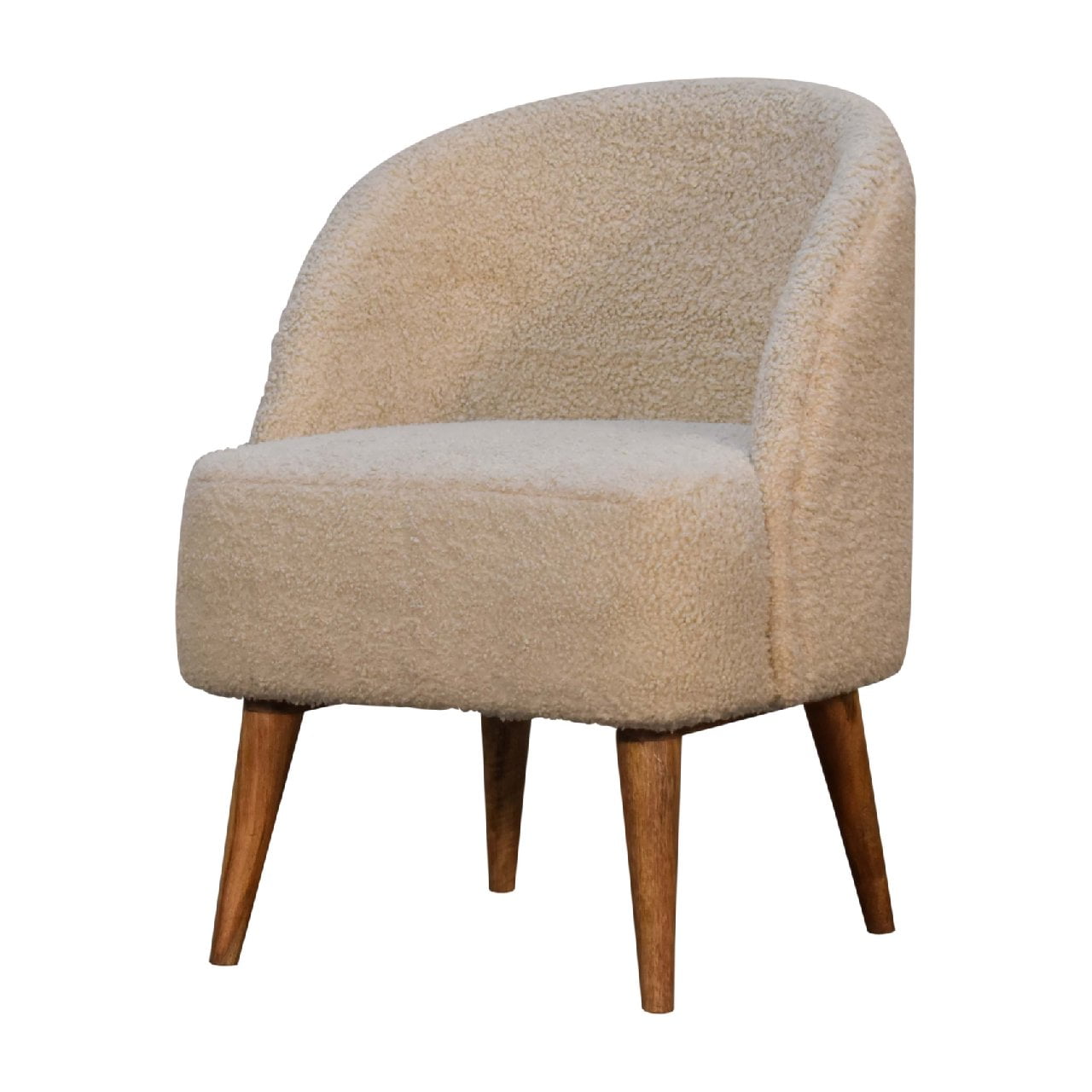 Bouclé Cream Tub Chair 100% Cotton - CasaFenix