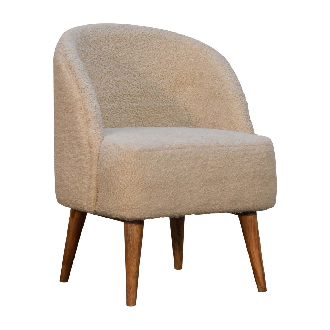 Bouclé Cream Tub Chair 100% Cotton - CasaFenix