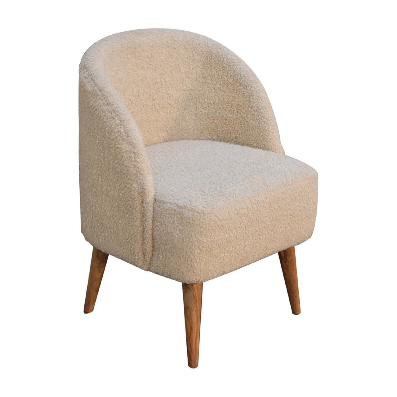 Bouclé Cream Tub Chair 100% Cotton - CasaFenix