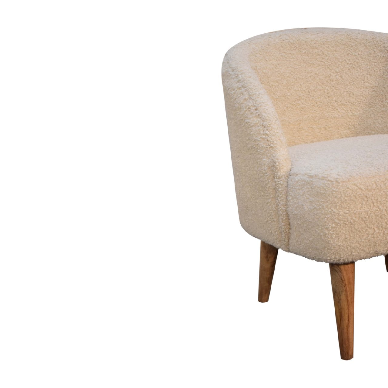 Bouclé Cream Tub Chair 100% Cotton - CasaFenix