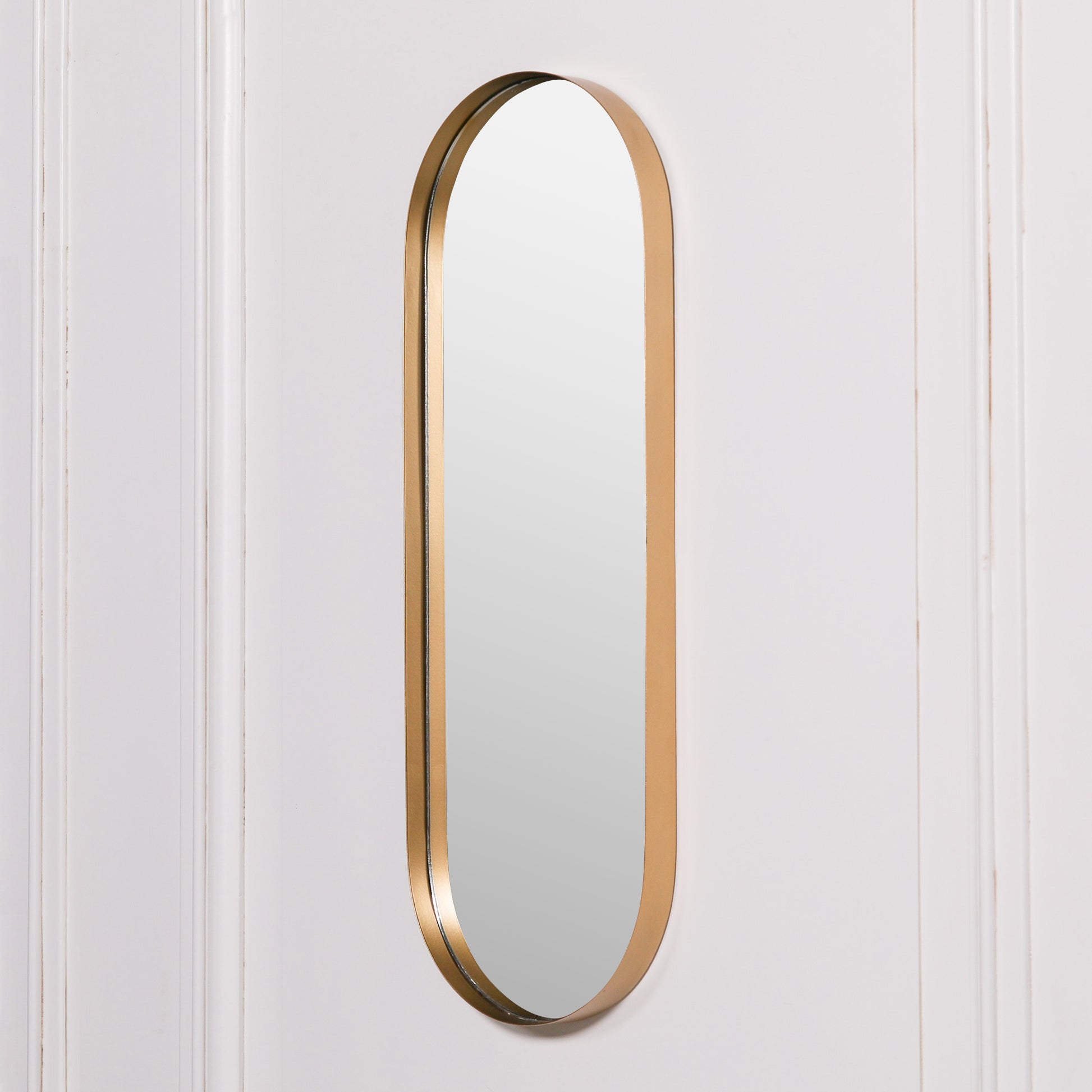 75cm Gold Slim Oval Wall Mirror