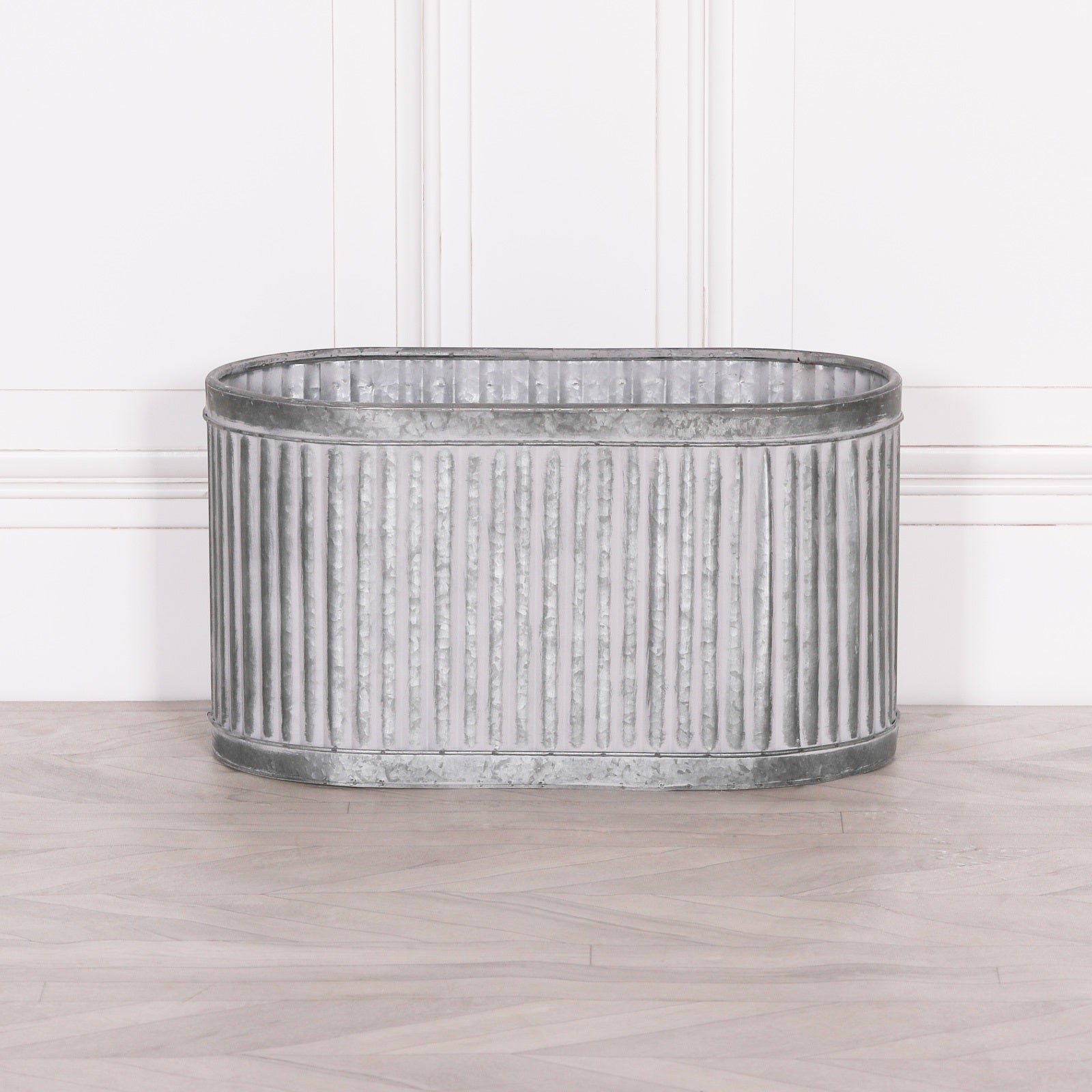 Ribbed Metal Planter - Medium