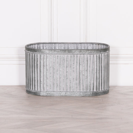 Ribbed Metal Planter - Medium