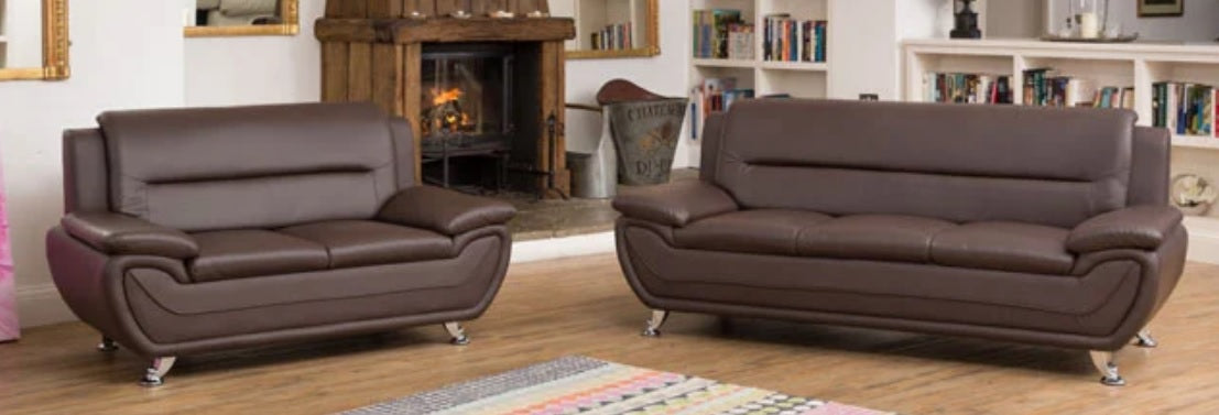 Rounded Leather Sofa Available in black, brown, cream or red - CasaFenix