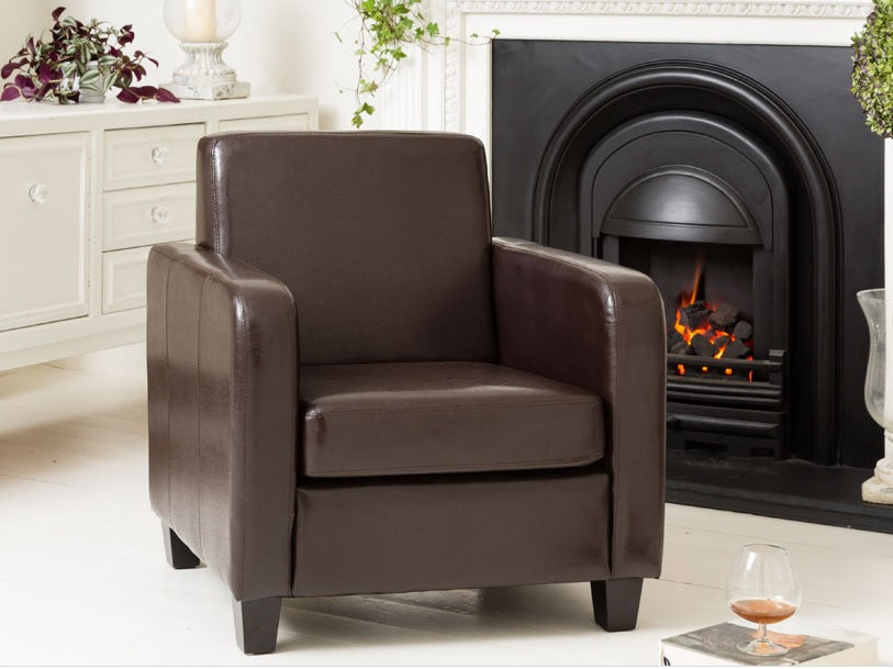 Single Tub Arm Chair Available in black, brown, or red. - CasaFenix