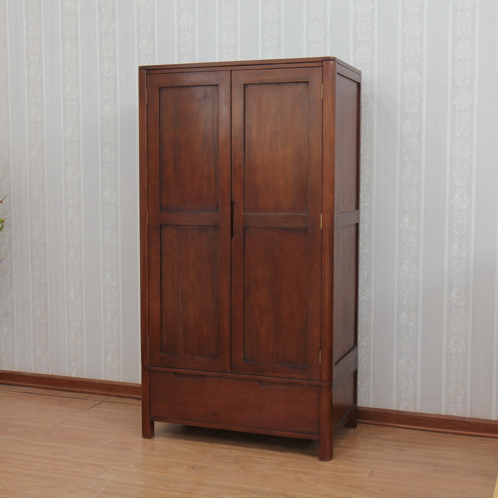 Contemporary French 2 Door Double Wardrobe Solid Mahogany - CasaFenix