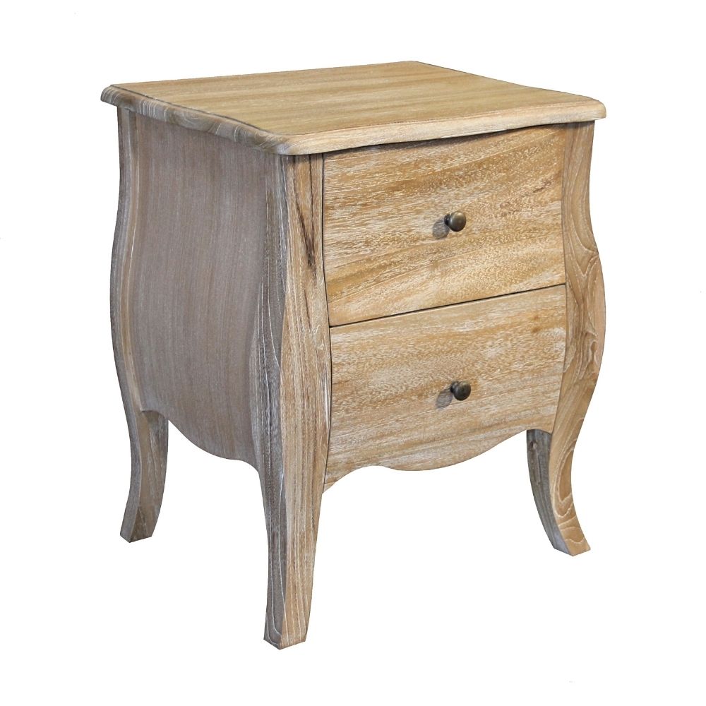 Sophia French Weathered Teak Bedside Table - CasaFenix