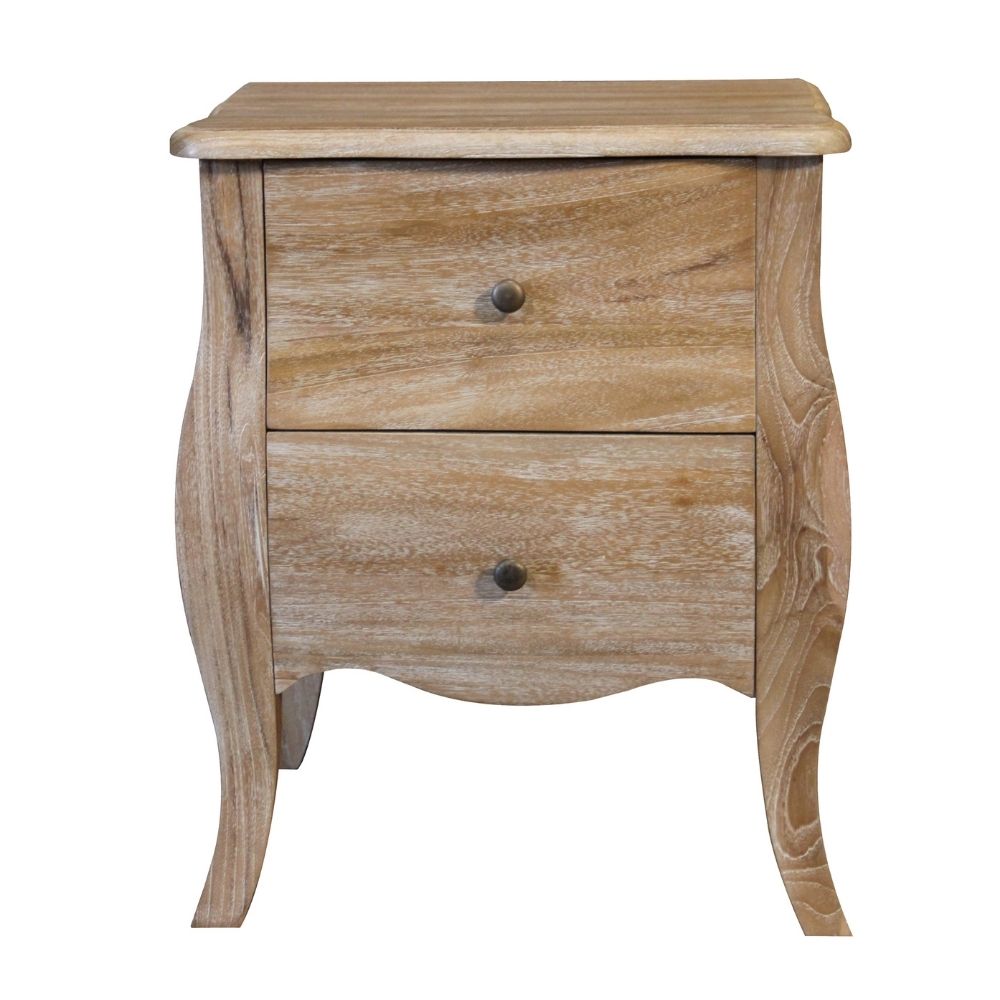 Sophia French Weathered Teak Bedside Table - CasaFenix